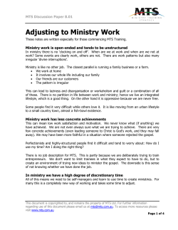 Adjusting to Ministry Work - Ministry Training Strategy