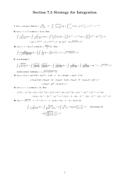 Section 7.5 Strategy for Integration