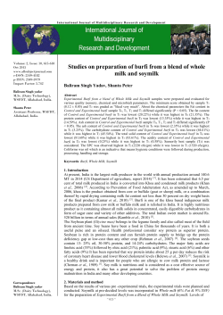 Studies on preparation of burfi from a blend of whole milk and soymilk
