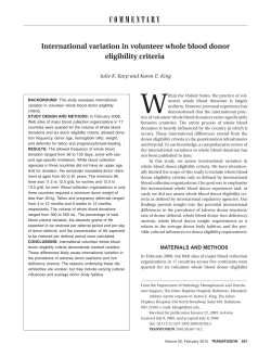 International variation in volunteer whole blood donor - E