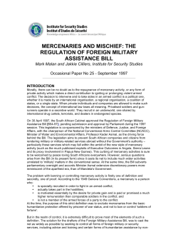 mercenaries and mischief: the regulation of foreign military