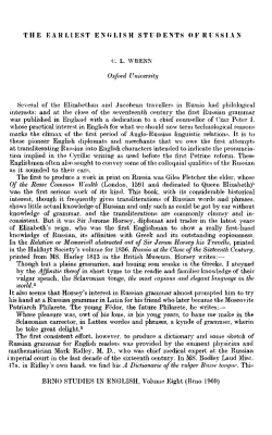 THE EARLIEST ENGLISH STUDENTS OF RUSSIAN Oxford