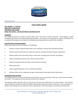 JOB DESCRIPTION PUBLIC WORKS LABORER Class Number: 1