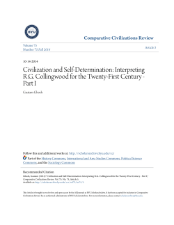 Civilization and Self-Determination: Interpreting RG Collingwood for