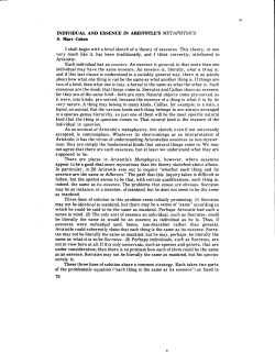 Individual and Essence in Aristotle`s Metaphysics