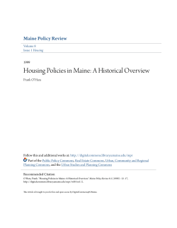 Housing Policies in Maine: A Historical Overview
