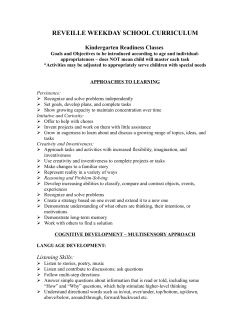 Kindergarten Readiness Curriculum