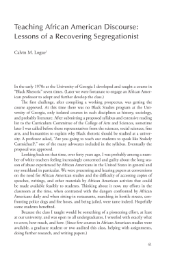 Teaching African American Discourse: Lessons of a Recovering