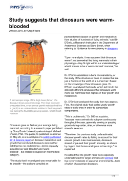 Study suggests that dinosaurs were warm-blooded