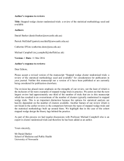 Author`s response to reviews Title: Stepped wedge cluster