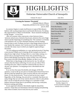 july 2016 highlights.pub - Unitarian Universalist Church of Annapolis