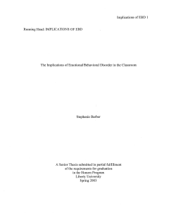 The Implications of Emotional/Behavioral Disorder in the Classroom