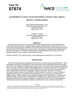 Lessons Learned - Corrosion Testing Laboratories