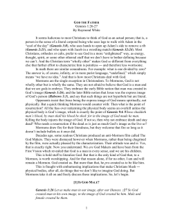 1 Genesis 1:26-27 By Raymond White It seems ludicrous to most