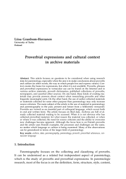 Proverbial expressions and cultural context in archive materials