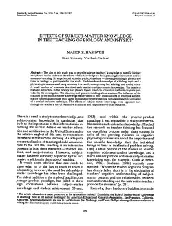 effects of subject-matter knowledge in the teaching of