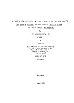 THE ART OF SENTIMENTALISM: A CRITICAL STUDY OF WILLIAM
