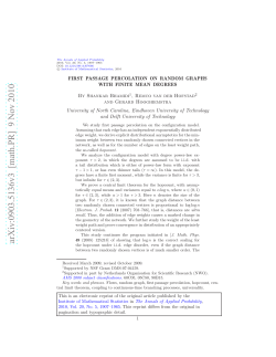 First passage percolation on random graphs with finite mean degrees