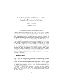 Risk Management and Rural to Urban Migration Decisions in