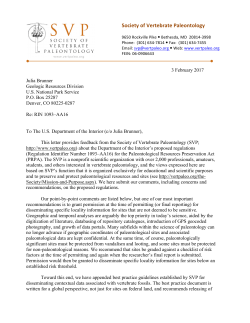 SVP PRPA Comments - Society of Vertebrate Paleontology