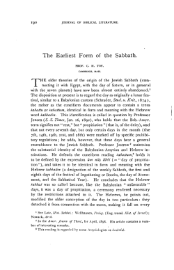 The Earliest Form of the Sabbath.