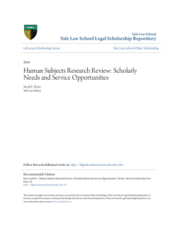 Human Subjects Research Review: Scholarly Needs and Service