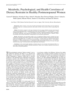 Metabolic, Psychological, and Health Correlates of Dietary Restraint