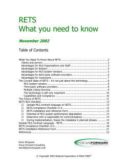 RETS What you need to know - National Association of Realtors