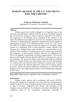MARGIN SQUEEZE IN THE U.S. AND THE EU: WHY THEY DIFFER?