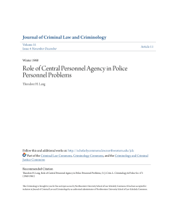 Role of Central Personnel Agency in Police Personnel Problems