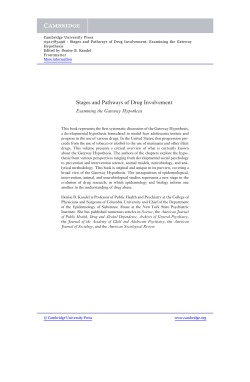 Stages and Pathways of Drug Involvement: Examining the Gateway