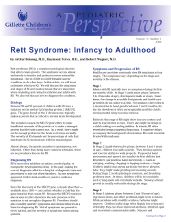 Rett Syndrome: Infancy to Adulthood