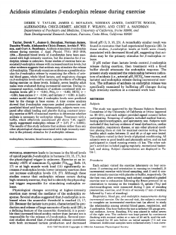 Acidosis stimulates ,8-endorphin release during exercise