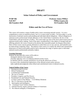 PUBP 506-001: Ethics and the Use of Force