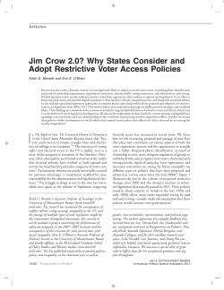 Jim Crow 2.0? Why States Consider and Adopt