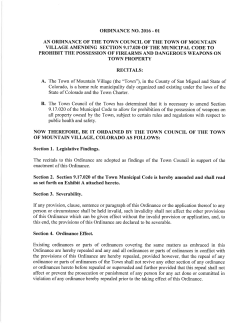 ORDINANCE NO. 2016 . OI AN ORDINANCE OF THE TOWN