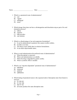 1. Which is a parenteral route of administration?