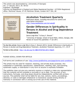 Gender Differences in Spirituality in Persons in Alcohol and Drug