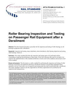 Standard for Roller Bearing Inspection After Derailment