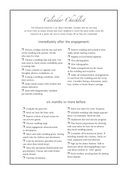 Calendar Checklist immediately after the engagement: six months or