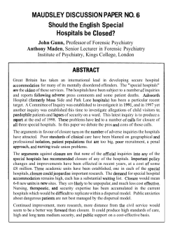 MAUDSLEY DISCUSSION PAPER NO. 6 Should the Eng ish