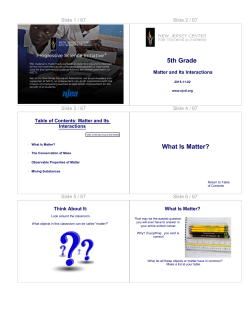 5th Grade What Is Matter?