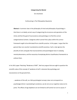 Categorizing the Mental Eric Hochstein Forthcoming in The