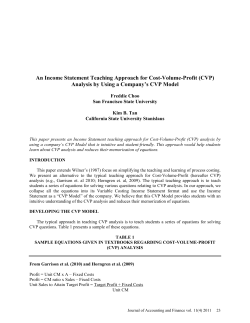 An Income Statement Teaching Approach for Cost-Volume