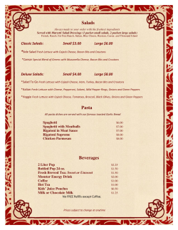 Salads Pasta Beverages - Pemberville Pisanellos