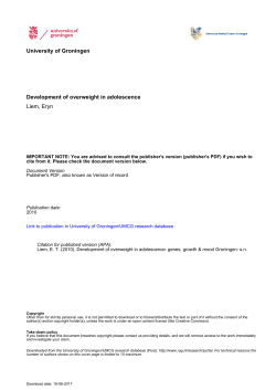 Development of overweight in adolescence Liem, Eryn Tamara