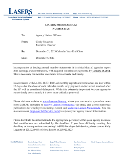 LIAISON MEMORANDUM NUMBER 13