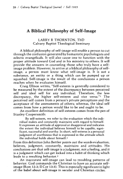 Larry R. Thornton, "A Biblical Philosophy of Self