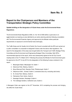 Progress report on 8 Quiet Areas designated under the Dublin