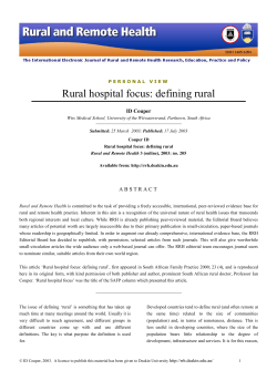 Rural hospital focus: defining rural